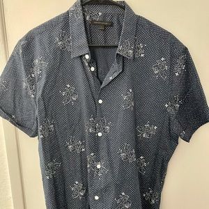 John Varvatos skull graphic button up